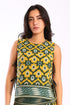 Sleeveless top with tie fastenings